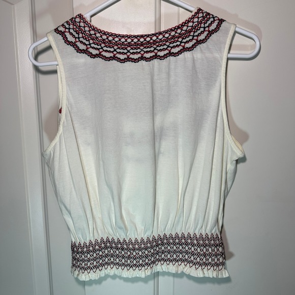 NWT Anthropologie Tiny Linni Smocked Embroidered Top Red White Blue Cotton Small - Picture 4 of 5